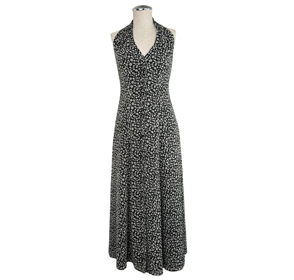 Ann Taylor Vintage Ditsy Floral Halter Maxi Dress Size 2 Cottagecore 90s Minimal